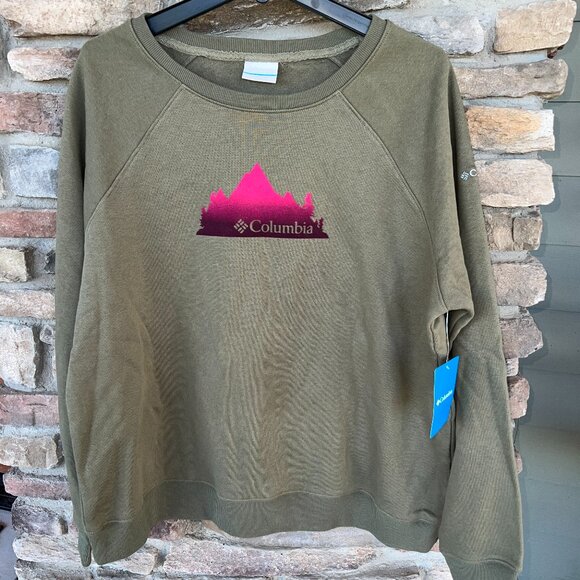 columbia sportswear Tops - Columbia Women's Hart Mountain Graphic Crew Pullover Sweatshirt XXL Green NWT